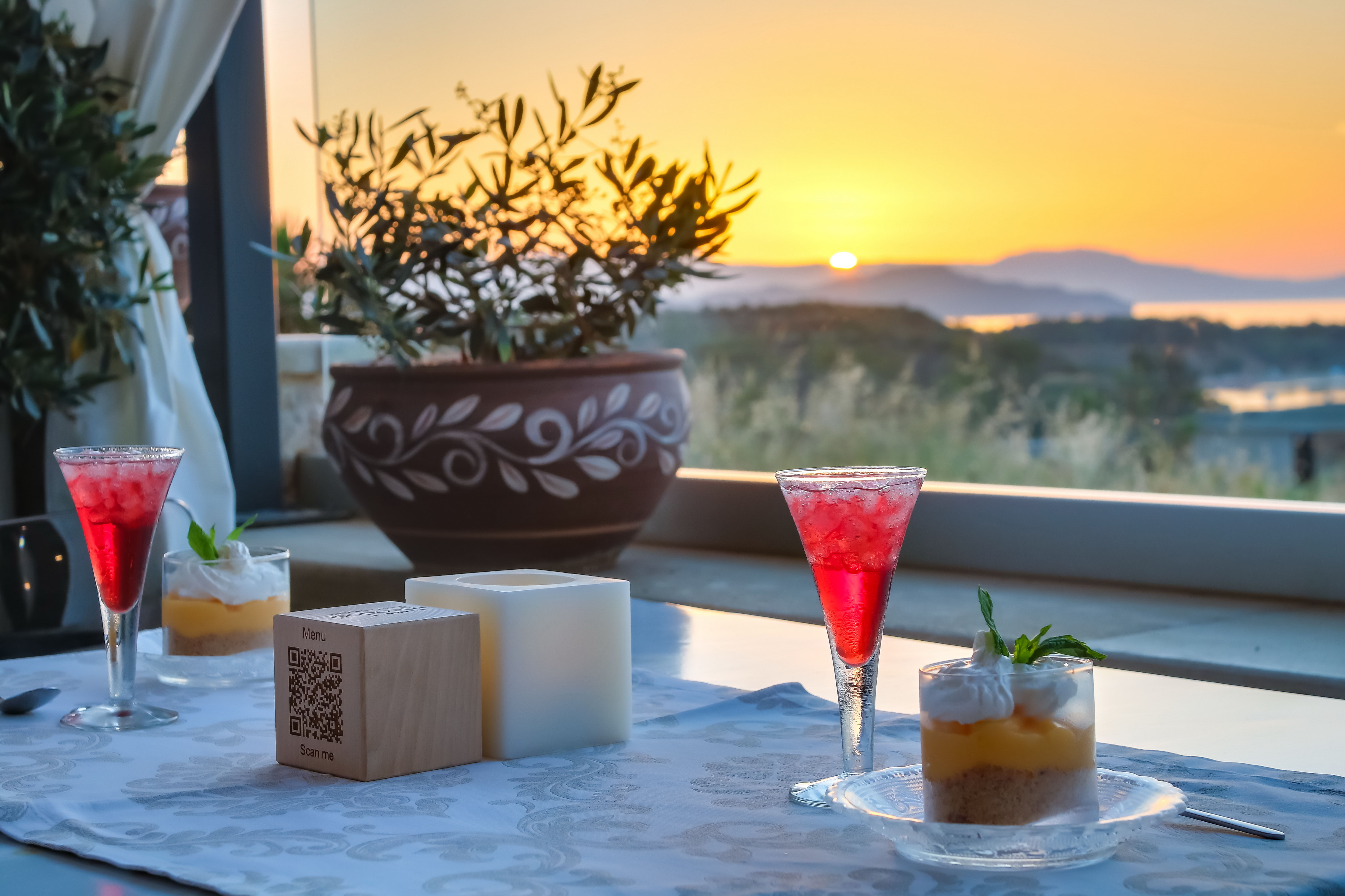 hilltop restaurant chania exterior evening lights